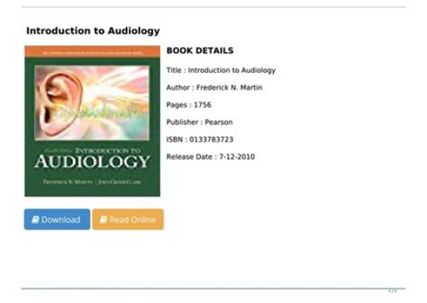 Pdf Download Introduction To Audiology Full Pages