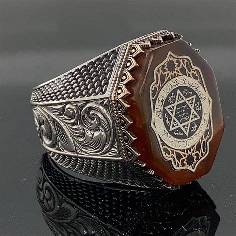 Buy Silver Seal Of Solomon Ring Agate Stone Solomon Signet Ring King