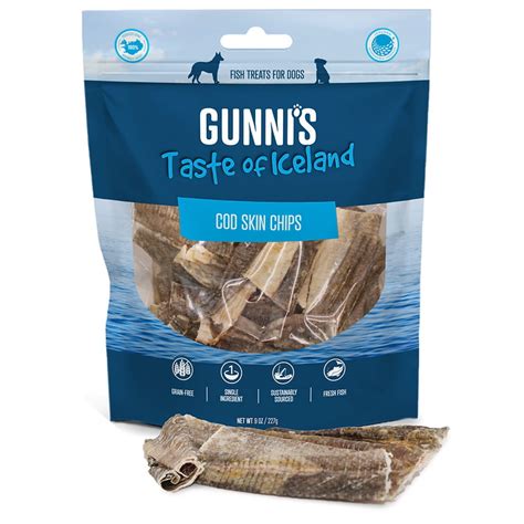 Gunnis Cod Skin Chips Dog Treats 9 Oz Bag