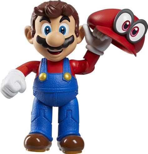 World Of Nintendo 4 Mario Odyssey Action Figure With Hat
