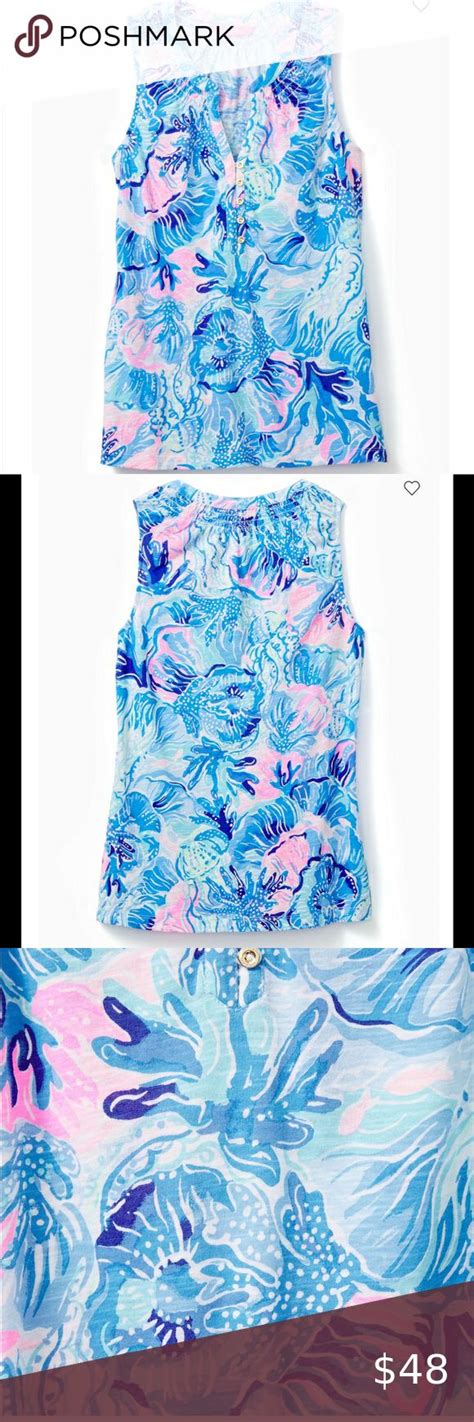 Lilly Pulitzer Essie Tank Top In Saltwater Blue Lilly Pulitzer Tops