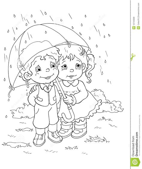 Black And White Children And The Rain Royalty Free Stock
