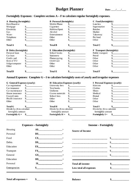 budget sheet examples  ms word  excel google docs