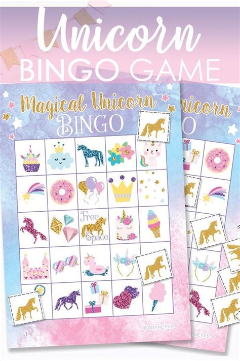 Unicorn Birthday Party Game Bingo Cute And Magical Unicorn Bingo In