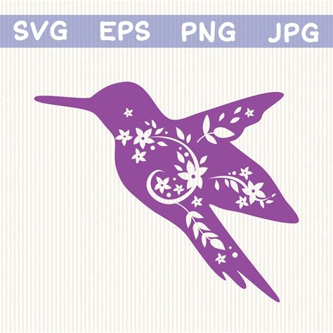 Hummingbird With Floral Ornament Svg Cut File For Cricut And Etsy
