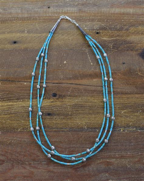 Navajo Turquoise Sterling Silver Beaded Necklace Etsy