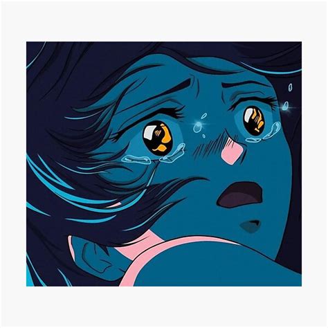 Crying Anime Girl Aesthetic Anime Vaporwave Photographic Print