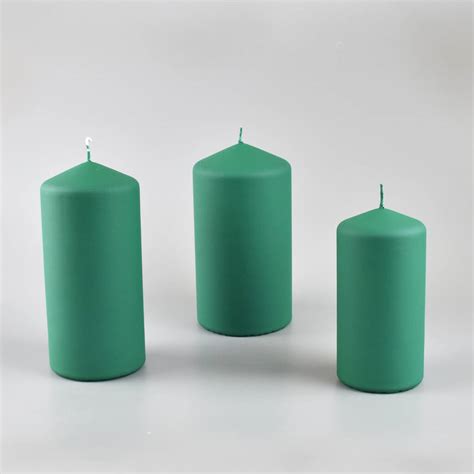 G Decor Henry Velvet Matt Emerald Green Pillar Candles By G Decor