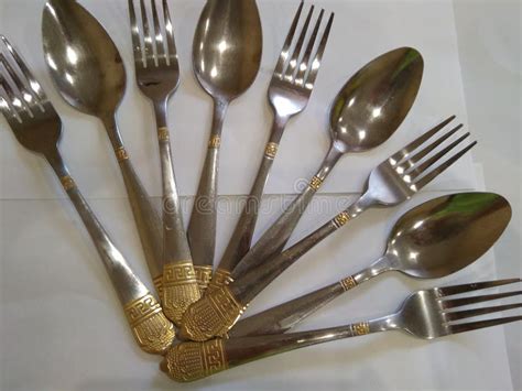 Spoons And Forks A Set For Eating Stock Image Image Of Eating Forks