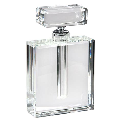 Large Luxury Chanel Style Rectangular Clear Crystal Perfume Bottle