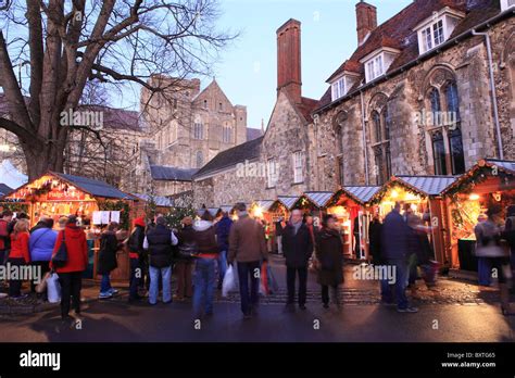 Winchester Christmas Market Winchester Cathedral Stock Photo Alamy
