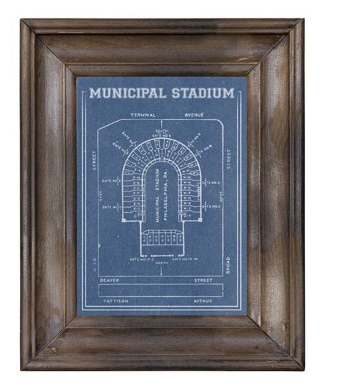 Vintage Cleveland Municipal Stadium Blueprint On Photo Paper Matte