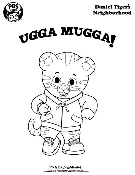 He and his neighborhood friends are here today waiting for your little ones to give them some color. Ugga Mugga! Daniel Tiger coloring page! #wqed #pbskids ...