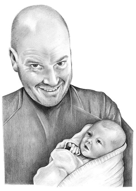 Pencil Drawing Of Father And Baby Pencil Sketch Portraits Images