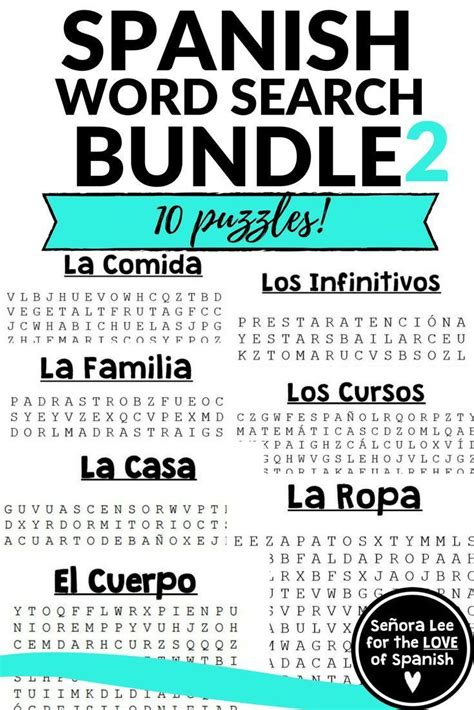 10 Spanish Word Searches For Beginning Spanish In One Bundle Great