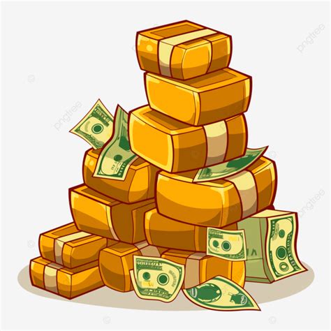 Animated Money Vector Sticker Clipart Golden Money Stack Of Coins And