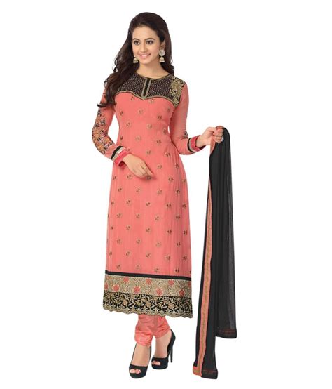 Desi Girl Peachpuff Georgette Unstitched Dress Material Buy Desi Girl