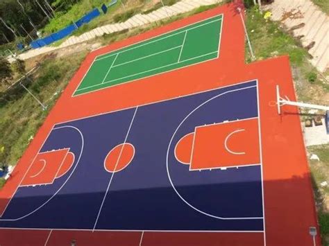 Blue Outdoor Synthetic Acrylic Sports Flooring For Basketball Court 2