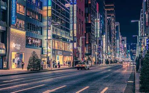 Ginza Night Road Japan Tokyo Asia Hd Wallpaper Peakpx