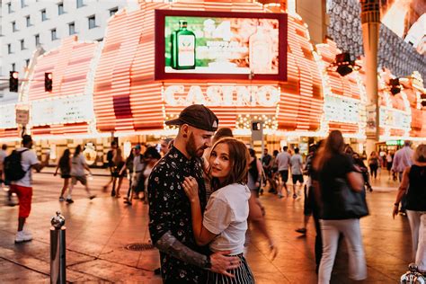candid nighttime downtown las vegas couple s session — las vegas wedding and elopement
