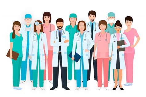 Premium Vector Group Of Doctors And Nurses Standing Together In