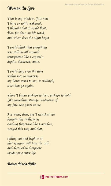 Woman In Love Poem By Rainer Maria Rilke