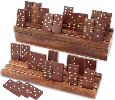 Tile Games or Holders Trays 28 Domino Tiles with Wooden Case by SKAVIJ ...