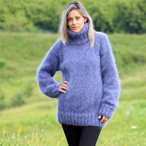 Pin On Mohair T Neck Sweaters Hand Knitted