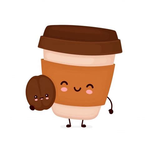 Cute Happy Coffee Paper Cup With Brown Bean In 2020 Happy Coffee
