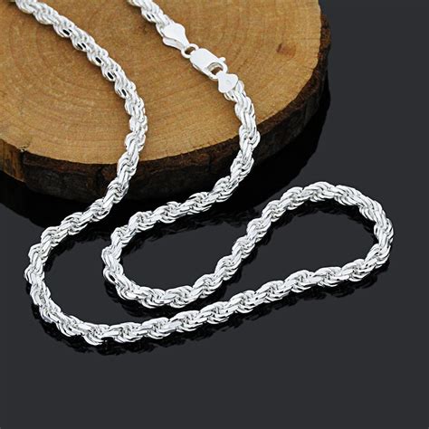 5mm 925 Sterling Silver Italian Rope Chain Necklace Made In Italy