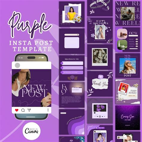 Purple Instagram Template Social Media Templates Instagram