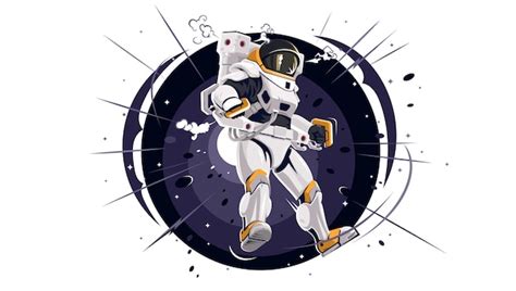 Premium Vector Cosmonaut Flying In Space Astronaut In Orbit In The