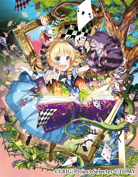 Safebooru 1girl Ace Of Spades Alice Wonderland Alice In Wonderland Blonde Hair Book Bow Card