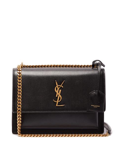 Saint Laurent Sunset Medium Leather Shoulder Bag In Black Lyst