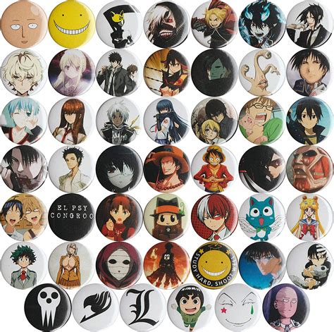 Huge Wholesale Lot Of 48 Recent Anime 1 Inch Pins Buttons Badges Clothing Shoes