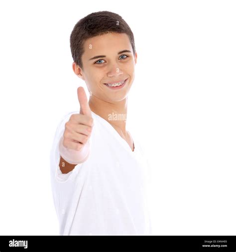 Smiling Teenage Boy Giving Thumbs Up Stock Photo Alamy