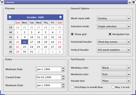 Calendar Widget Example Qt Widgets 57