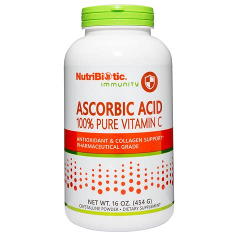 Nutribiotic Immunity Ascorbic Acid 100 Pure Vitamin C Powder 16 Oz