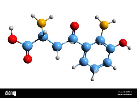 3d image of 3 hydroxykynurenine skeletal formula molecular chemical structure of metabolite of