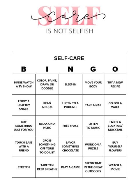 Free Printable Self Care Bingo Rko Ideas Galore By Karen