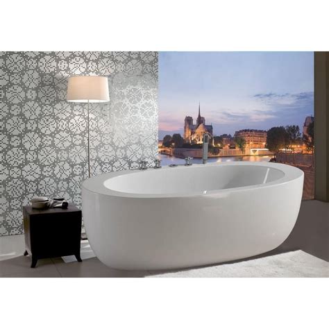aquatica 5 73 ft acrylic center drain oval bathtub in white purescape 174 the home depot