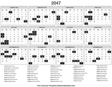 Calendario 2047 Para Imprimir Planifica Tu Año De Forma Eficiente