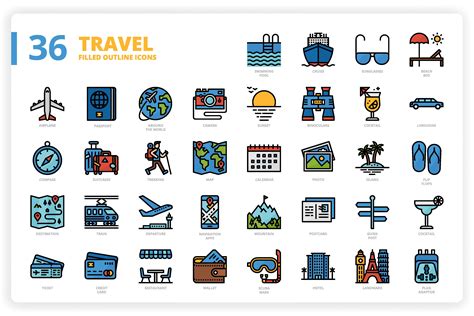 36 Travel Icons X 3 Styles Icons ~ Creative Market