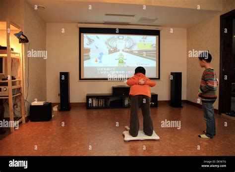 Two Boys Playing Games Stock Photo Alamy