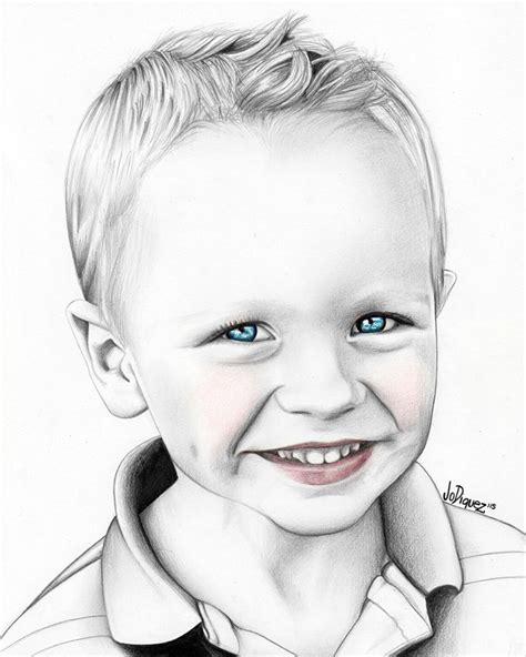 Retrato A Lápiz Personalizado De Un Niño Dibujo Realista En Etsy