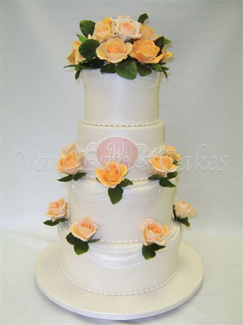 Van Earls Cakes Peach Rose Wedding Cake