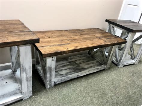 Farmhouse Living Room Set End Tables Set And Coffee Table Etsy