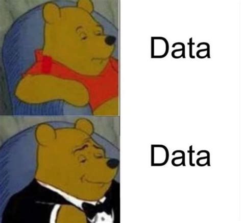 Two Pictures Of Winnie The Pooh With Caption That Reads Data Data