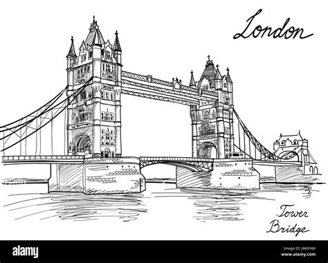 Tower Bridge Londres Inglaterra Reino Unido Europa Dibujo A Mano