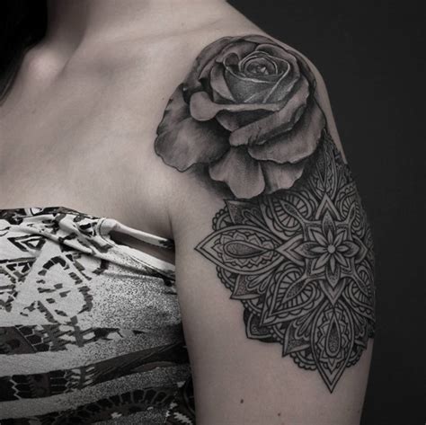 Roses sleeve black & white temporary tattoo. 42 Totally Awesome Black Rose Tattoo That Will Inspire You ...